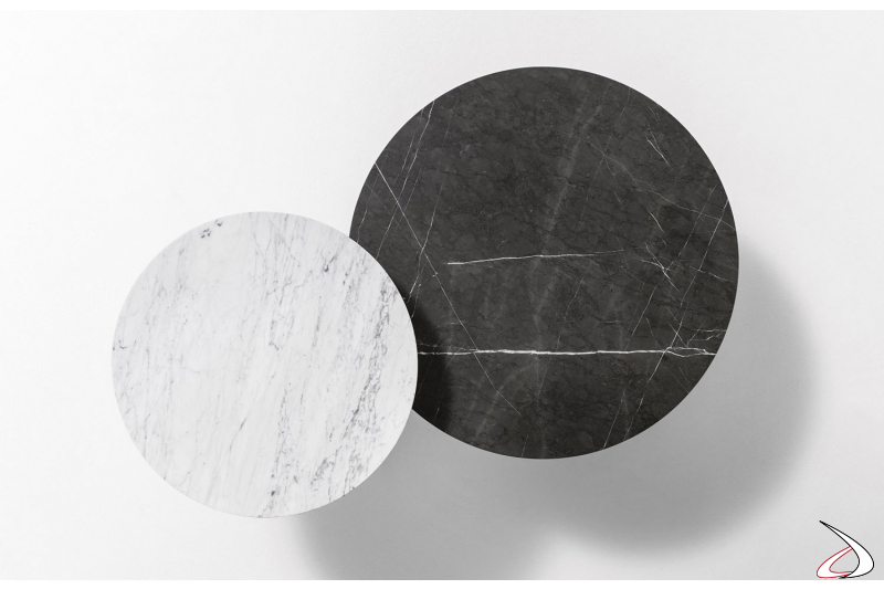 Tavolino circolare di design con piano in marmo