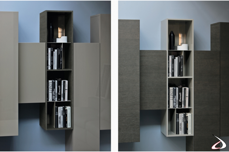 Wall unit with ghost metal element with hinged door