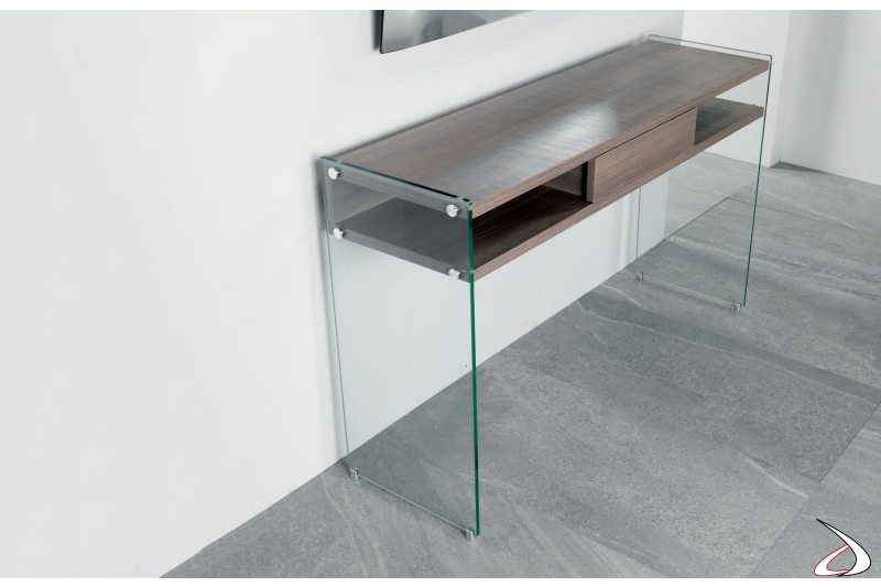 Contemporary console with storage compartment