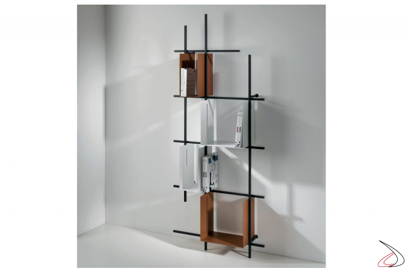 Libreria verticale di design da soggiorno con cubi contenitori