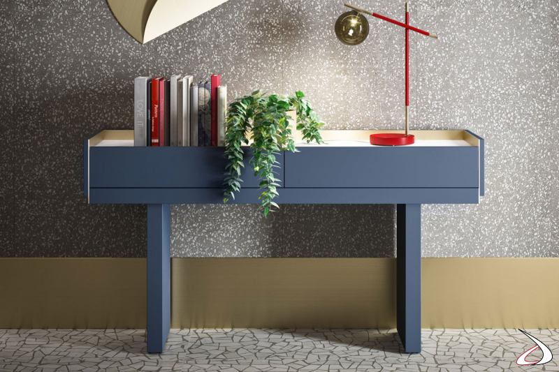 Design office console table with drawers and marble top