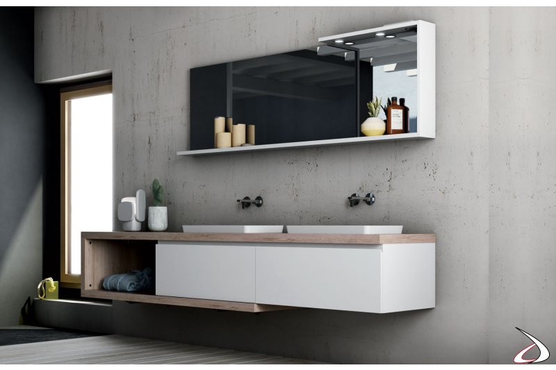 Contemporary modern bathroom furniture with two sinks