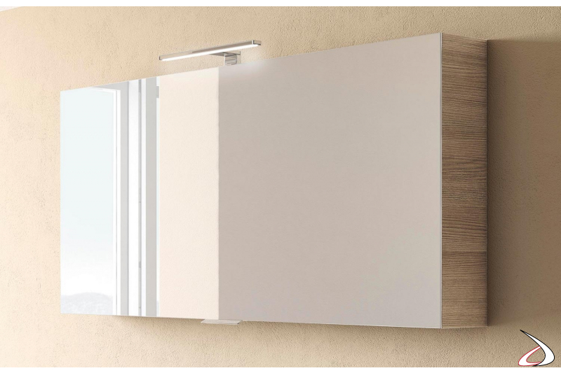 Specchio bagno contenitore con 2 ripiani interni in vetro