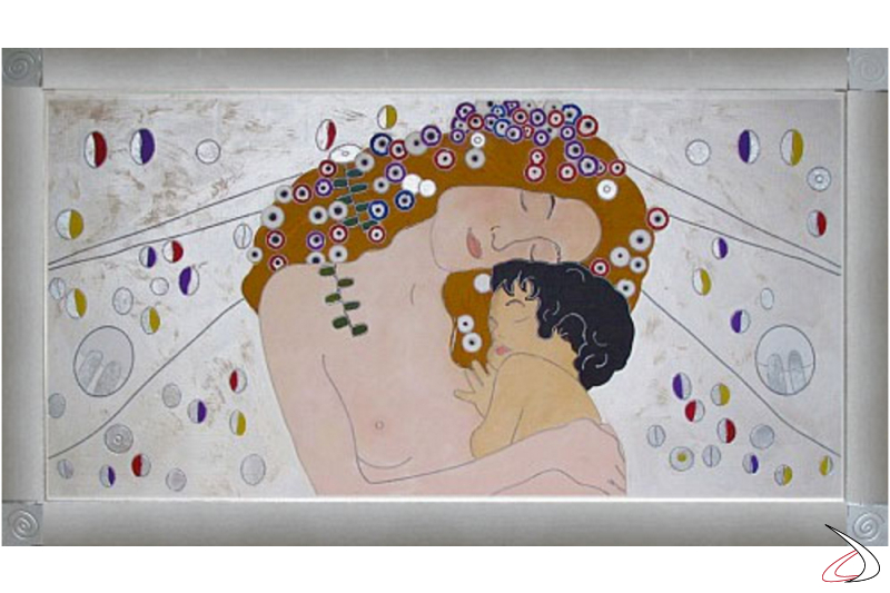 Quadro L'abbraccio di G. Klimt finitura argento