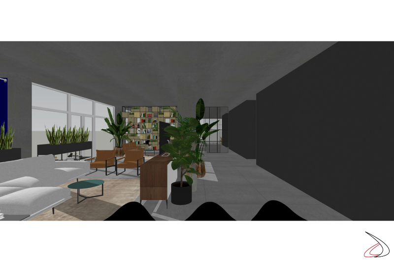 Renderización de muebles de oficina de diseño interior