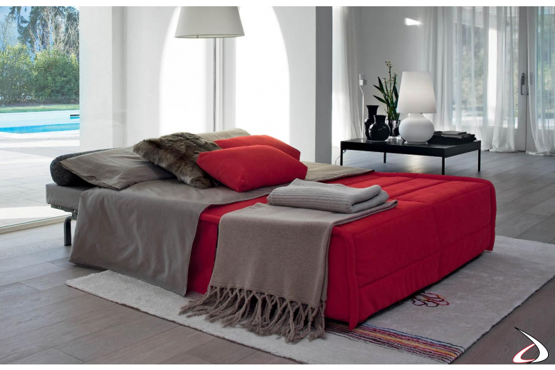 Divano trasformabile letto francese con materasso in poliuretano