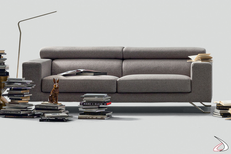 Modern 2 seater sofa with removable fabric cover and sliding seats