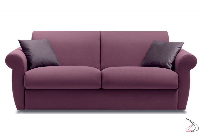 Sofa bed with classic armrests