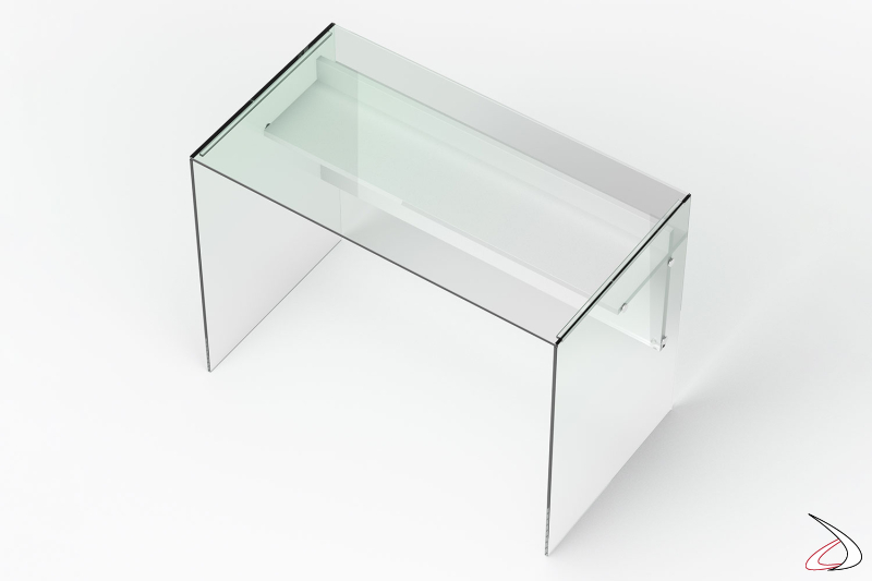 Consolle scrivania da soggiorno in vetro trasparente Scriba