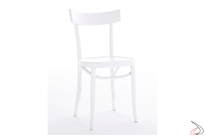 Sedia bianca di design leggera da ristorante e bar in legno massello di faggio