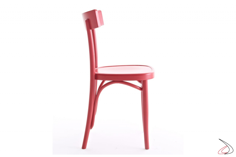 Sedia rossa dal design classico moderno in legno massello