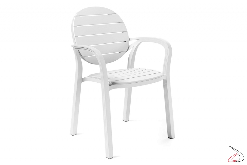 Sedia modello Palma con struttura bianca e seduta bianca di Nardi