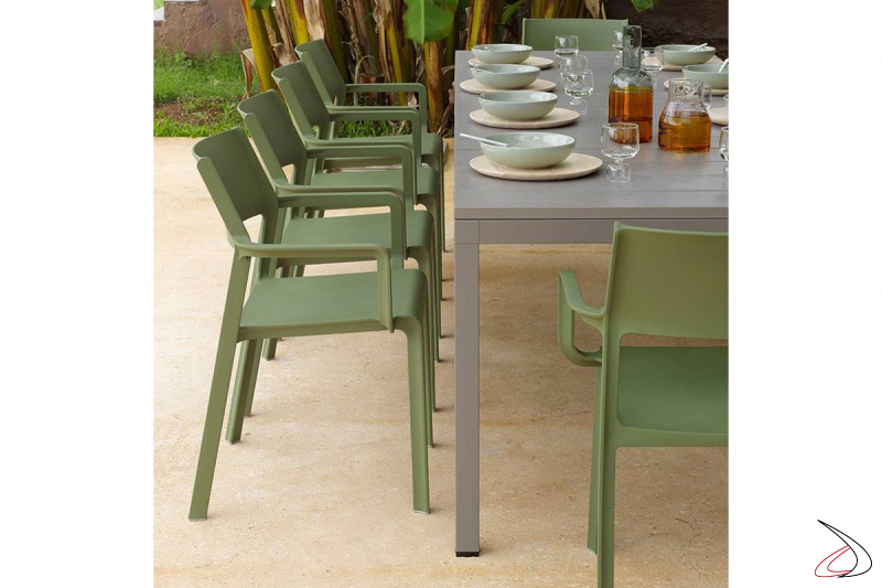 Tavolata sedie moderne Trill color agave per il giardino