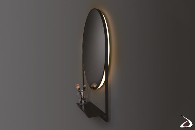 Specchio con mensola di design retroilluminato con luce led