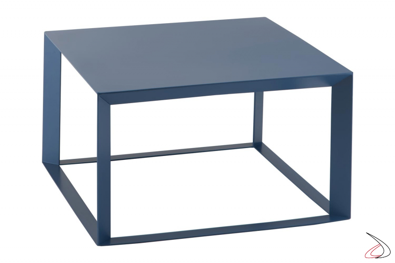 Tavolino quadrato grande in metallo colore blu navy