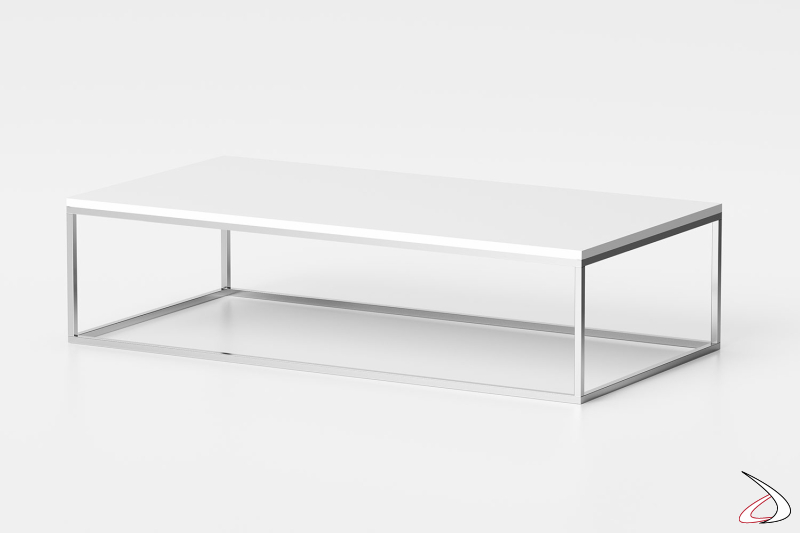 Tavolino moderno rettangolare basso bianco