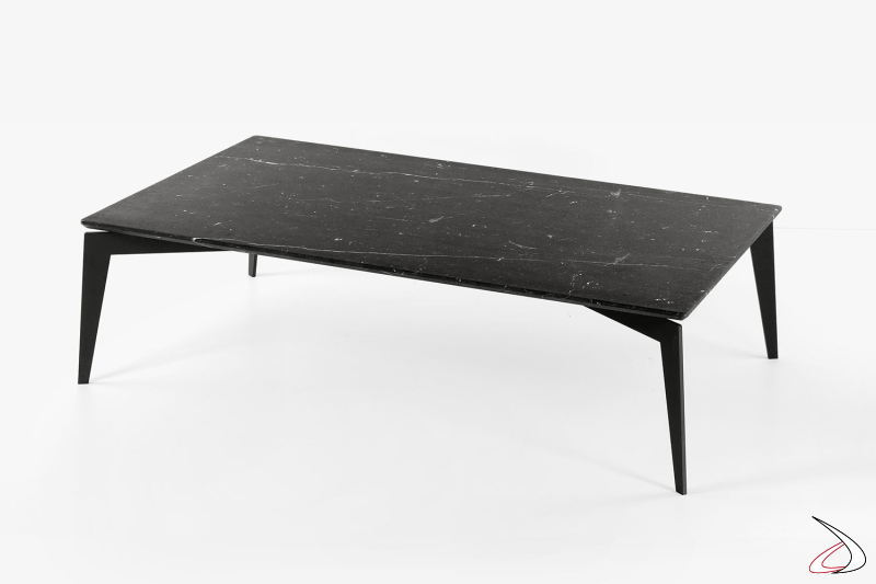 Tavolino rettangolare da salotto con gambe in acciaio