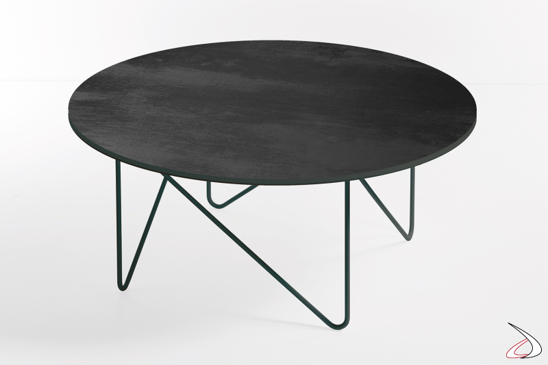 Tavolino Shape nero carbone rotondo basso
