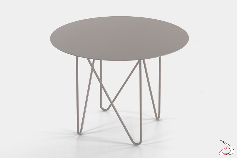 Tavolino di design rotondo da soggiorno in colore tortora