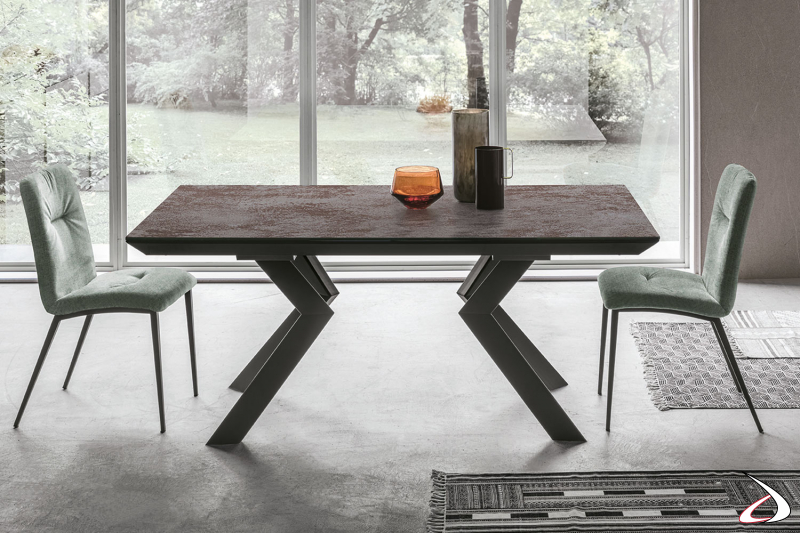 Tavolo design allungabile da soggiorno con piano in ceramica Frank