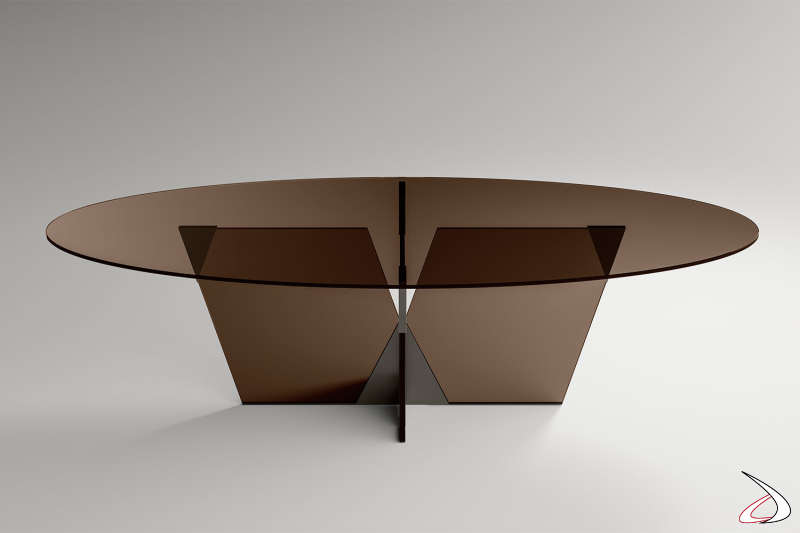 Tavolo Crossover ovale di design dalla struttura scultorea