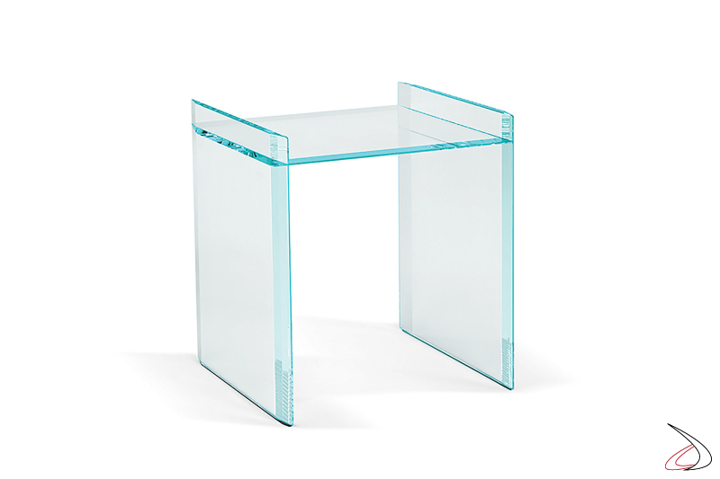 Tavolino alto a ponte in vetro trasparente