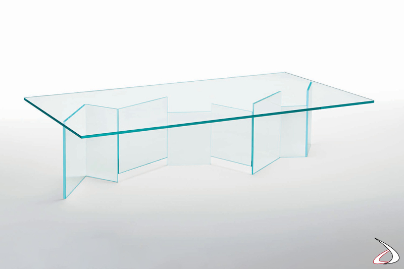 Tavolino basso di design in vetro trasparente da soggiorno