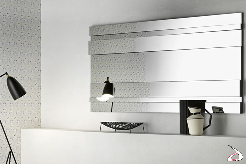 Specchio a strisce componibile da ingresso di design