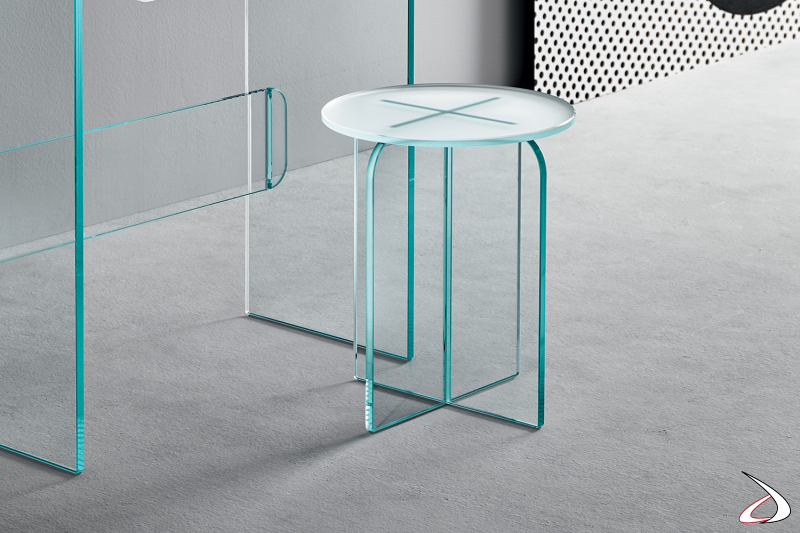 Tavolino sgabello di design in vetro trasparente per toeletta trucco