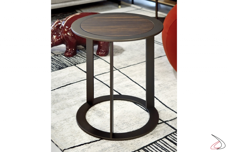 Tavolo rotondo di design da soggiorno con piano in legno ebano