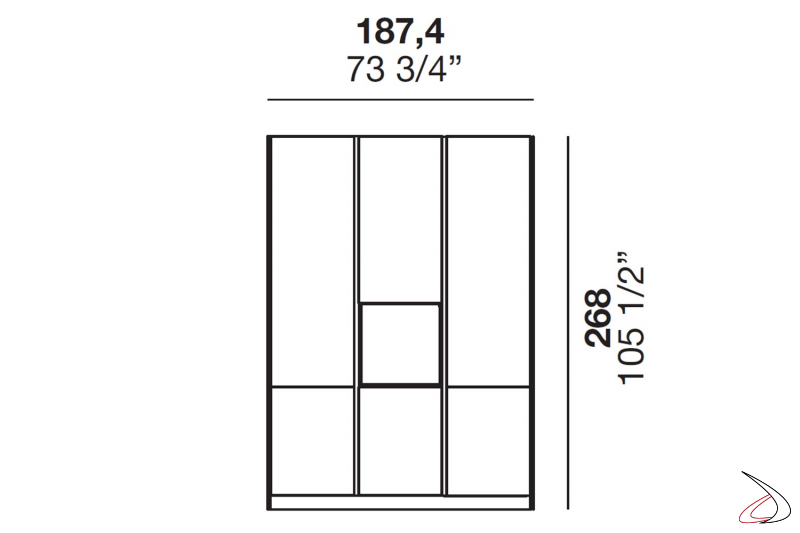 Measurements of the refrigerator and oven column in the fitted kitchen with groove handle