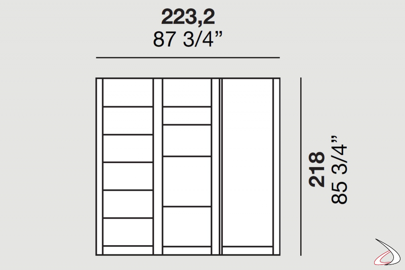 Measurements of kitchen columns with concealed doors