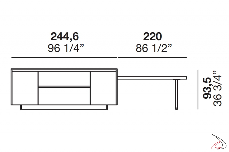 Measures kitchen island with dining table