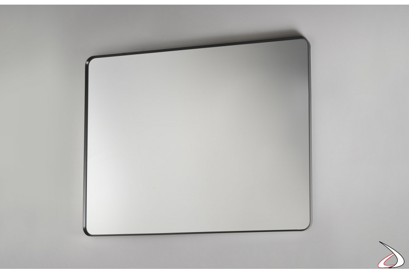 Specchiera moderna quadrata con cornice in alluminio nero opaco