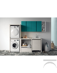 Arredo lavanderia con colonna porta lavatrice e asciugatrice e cesto porta biancheria