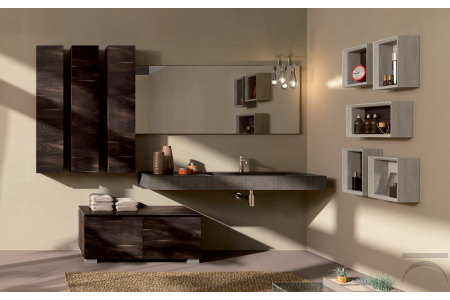Mobile bagno moderno con pensili e basi a terra