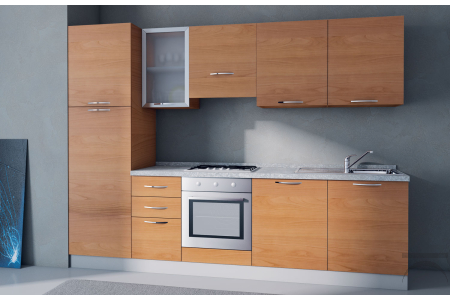 Cucina bloccata lineare in laminato con elettrodomestici