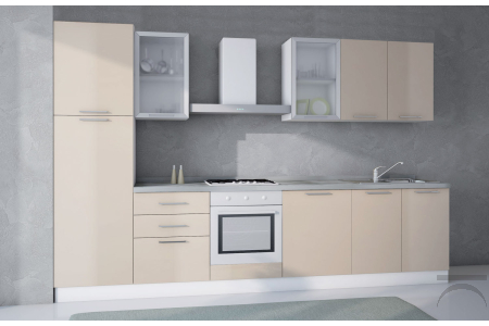 Cucina moderna bloccata in laminato con cappa d'arredo