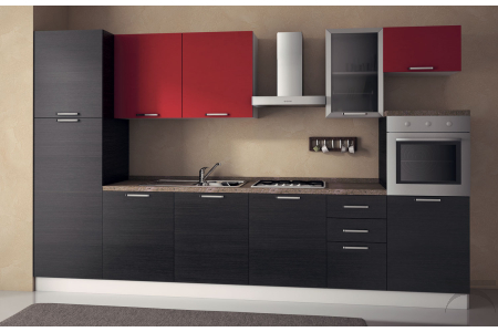 Cucina lineare di design con semicolonna forno