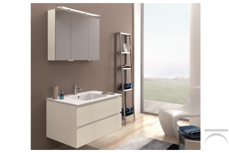 Bagno sospeso con specchiera contenitore