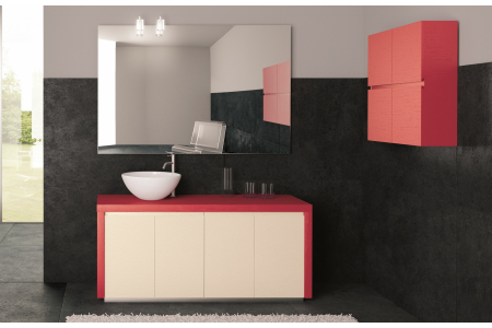 Bagno moderno in appoggio con pensili