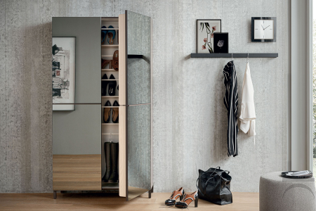 Modern shoe rack with mirror