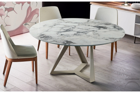 Tavolo design rotondo icon piano n supermarmo arabescato lucido