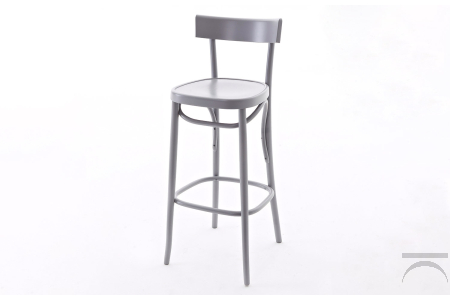 Sgabello contemporaneo con schienale alto in faggio colorato grigio silver