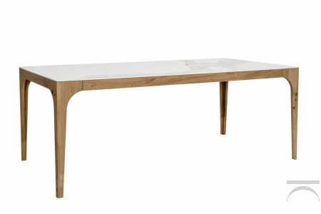 Tavolo design in gres porcellanato allungabile con gambe arrotondate in rovere