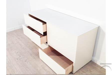 Comò Vitro 6 cassetti in vetro bianco