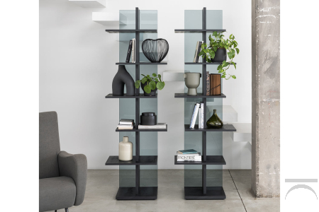 Librerie Step in Vetro fumé + Nero carbone
