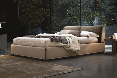 Letto matrimoniale di design bicolore con cuciture a soffietto