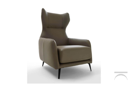 Poltrona di design da salotto con schienale alto e poggiatesta in pelle