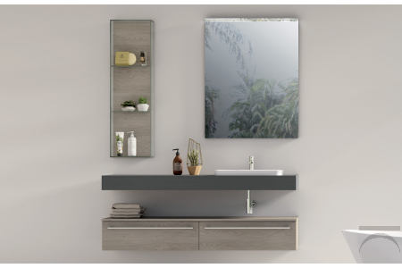 Arredo bagno sospeso a parete con top scatolato